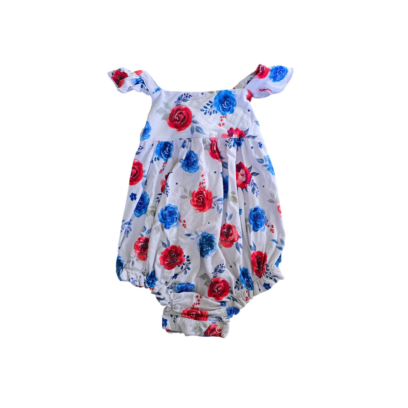 Scoots Red White Blue Floral Bamboo Viscose Bubble Romper 18-24 Months